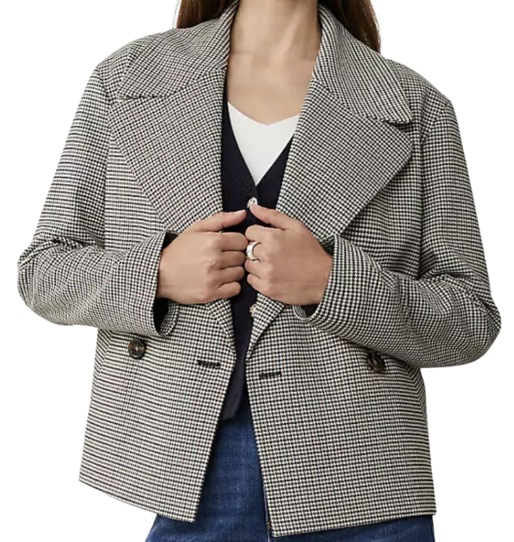 Houndstooth Short Swing Trench Jacket